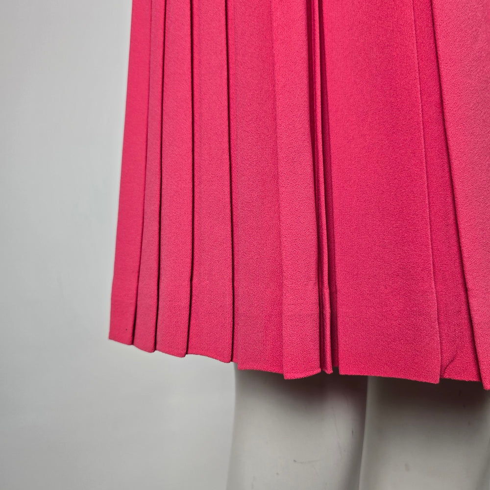 Vintage Windsor Dress Hot Pink Pleated Belted Midi Dress - Size 11