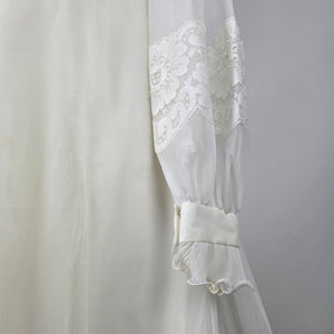 Vintage Party Time Fashions Ivory Lace Ruffle Wedding Gown with Train - Size XS-S