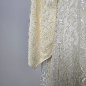 Vintage Ivory Satin Wedding Gown with Long Lace Overlay Vest & Train - Size S/M