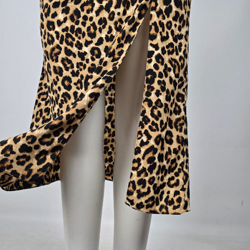 Veronica Beard Leopard Print Silk Blend Ruched Wrap Midi Dress - Size 0