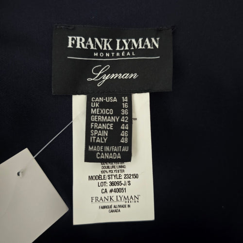Frank Lyman Navy Blue Rhinestone Trim Ruffle Overlay Jumpsuit - Size 14