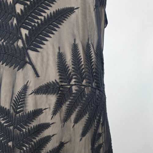 Long Tall Sally Black Fern Embroidered Mesh Midi Dress - Size 16