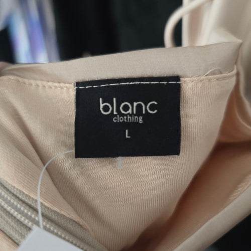 Blanc Clothing Blush Satin Halter Cutout Bodycon Mini Dress - Size L (Fits M)