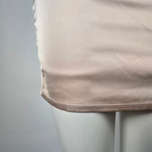 Blanc Clothing Blush Satin Halter Cutout Bodycon Mini Dress - Size L (Fits M)