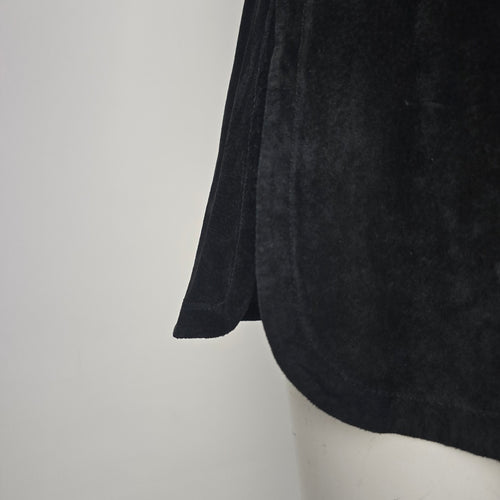 Tristan Black Suede Leather Button Front Tunic Top -  Size L (Fits S/M)