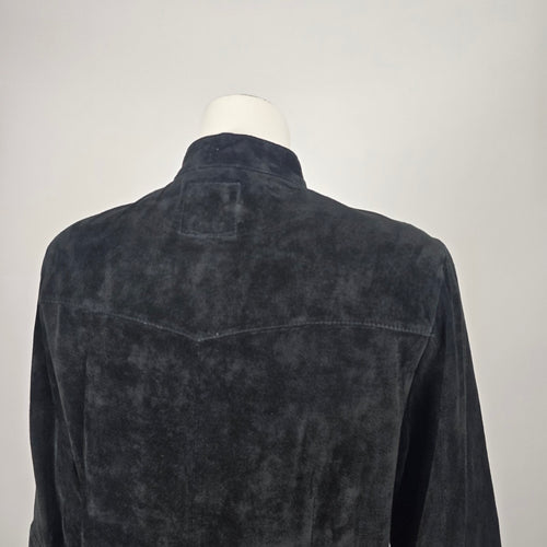 Tristan Black Suede Leather Button Front Tunic Top -  Size L (Fits S/M)