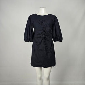 Free People Black Cotton Ruched Front Mini Dress - Size M