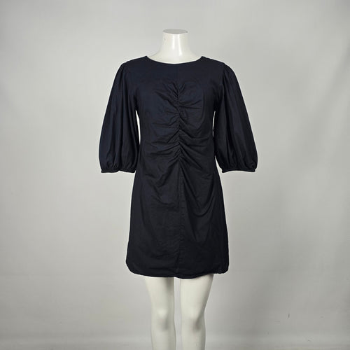 Free People Black Cotton Ruched Front Mini Dress - Size M