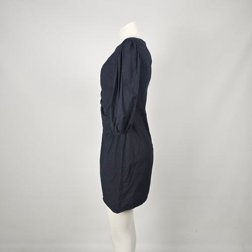 Free People Black Cotton Ruched Front Mini Dress - Size M