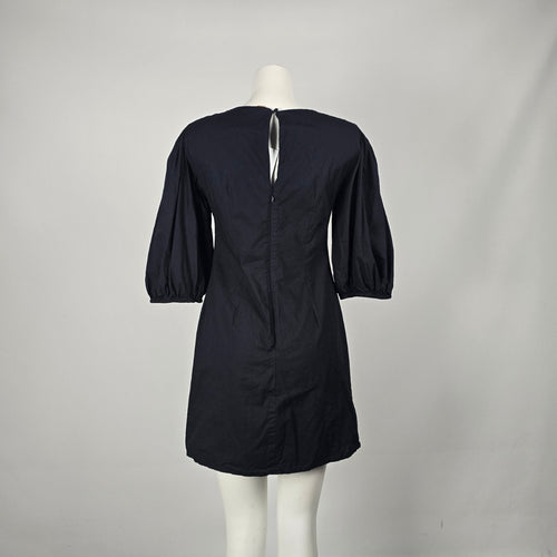 Free People Black Cotton Ruched Front Mini Dress - Size M