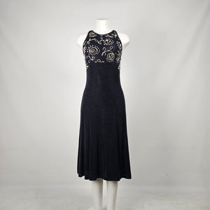 Vintage Joseph Ribkoff Black Slinky Jersey Sleeveless Midi Dress - Size 10