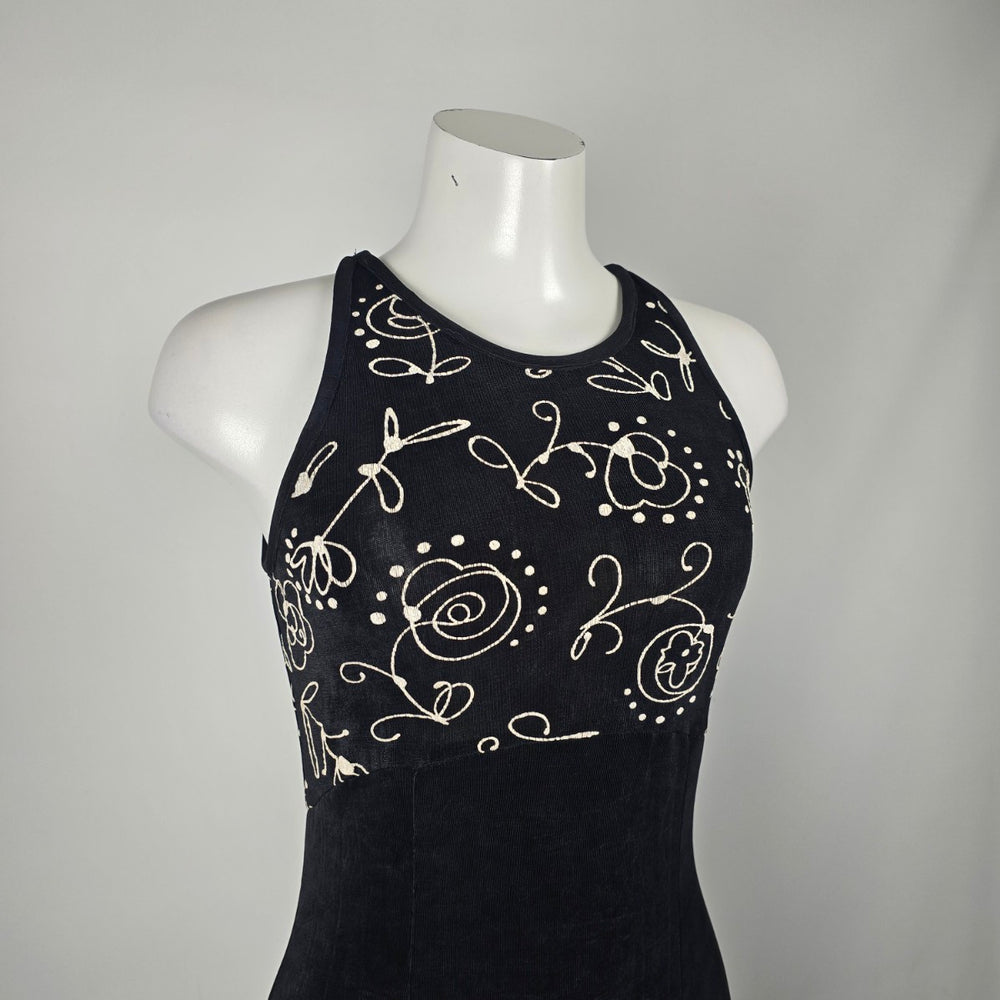 Vintage Joseph Ribkoff Black Slinky Jersey Sleeveless Midi Dress - Size 10