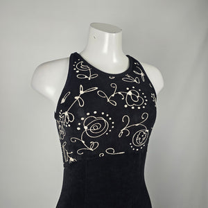 Vintage Joseph Ribkoff Black Slinky Jersey Sleeveless Midi Dress - Size 10