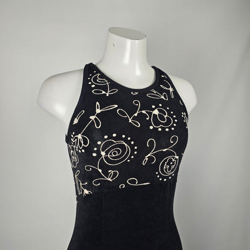Vintage Joseph Ribkoff Black Slinky Jersey Sleeveless Midi Dress - Size 10