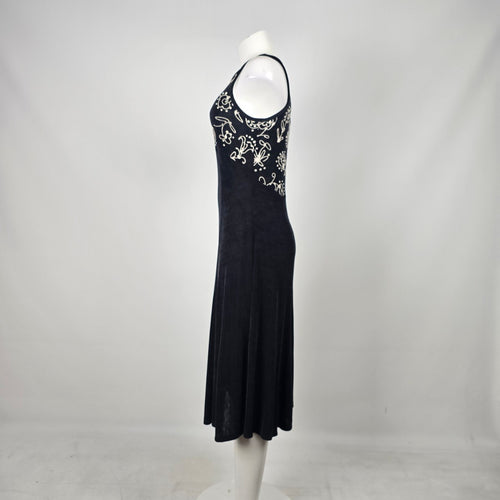 Vintage Joseph Ribkoff Black Slinky Jersey Sleeveless Midi Dress - Size 10
