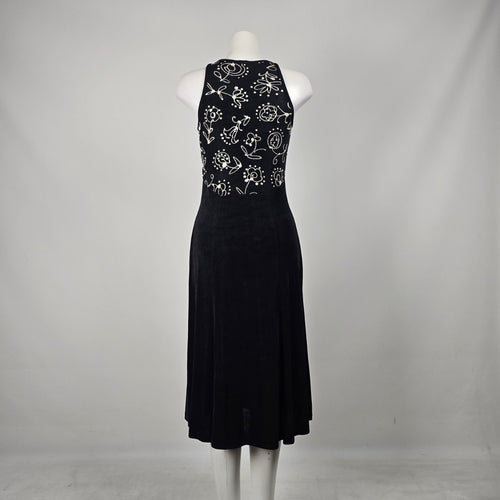 Vintage Joseph Ribkoff Black Slinky Jersey Sleeveless Midi Dress - Size 10