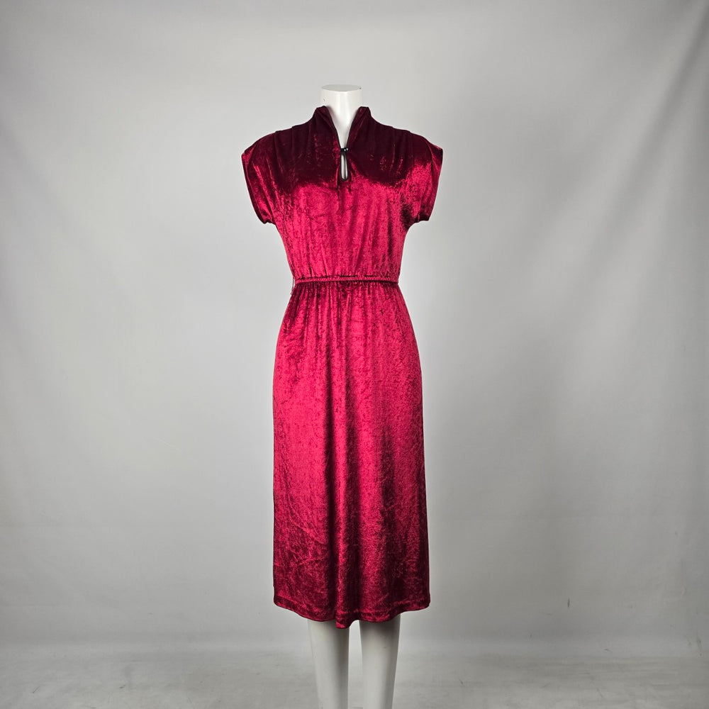 Vintage Cami Originals by Leboff Burgundy Velvet Midi Dress - Size M