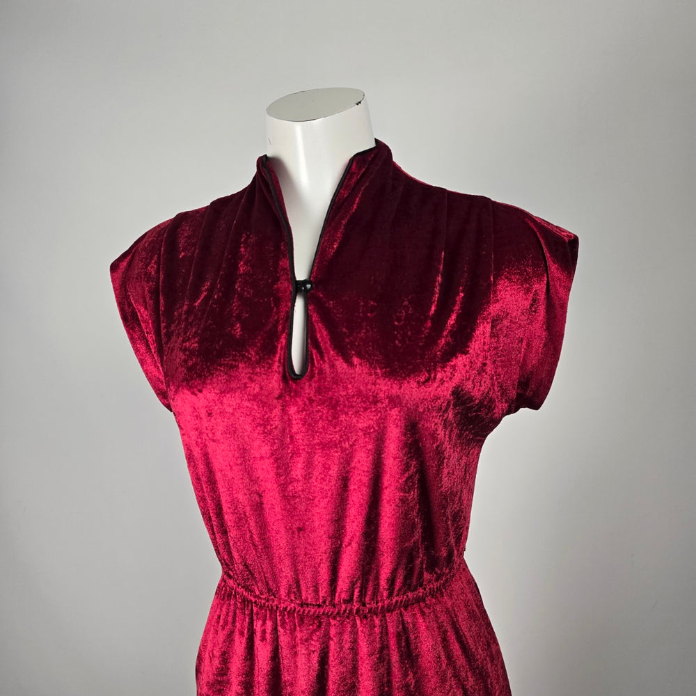 Vintage Cami Originals by Leboff Burgundy Velvet Midi Dress - Size M