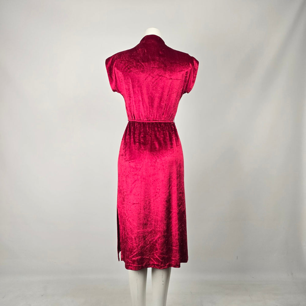 Vintage Cami Originals by Leboff Burgundy Velvet Midi Dress - Size M
