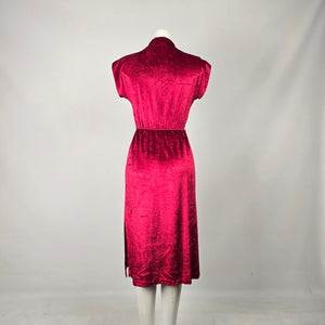Vintage Cami Originals by Leboff Burgundy Velvet Midi Dress - Size M