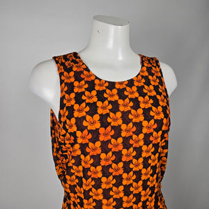 Cabi Reversible Orange Floral Flip Midi Dress - Size M