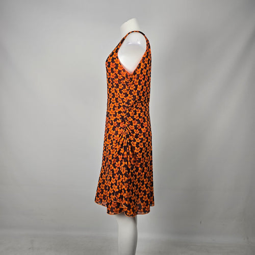 Cabi Reversible Orange Floral Flip Midi Dress - Size M
