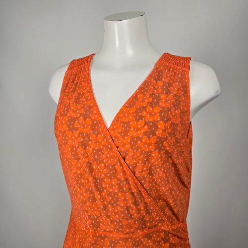 Cabi Reversible Orange Floral Flip Midi Dress - Size M