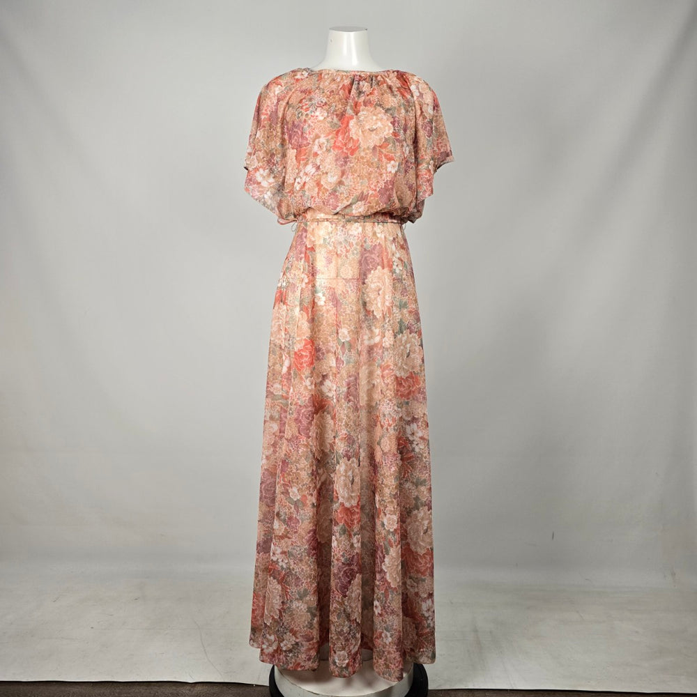 Nancy G Vintage Floral Blouson Maxi Dress - Size M