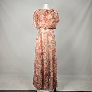 Nancy G Vintage Floral Blouson Maxi Dress - Size M