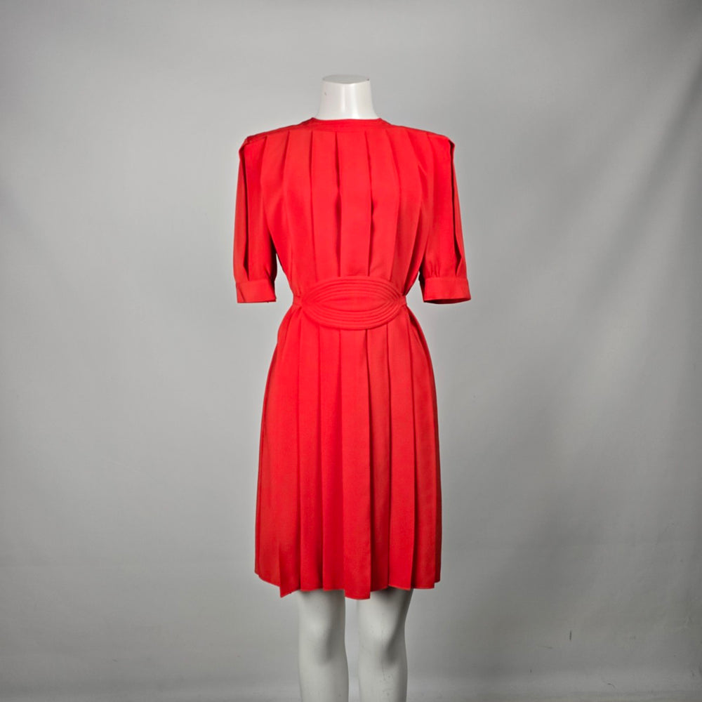 Vintage Lorraine Beauchamp for Daymor Red Pleated Dress -Size S/M