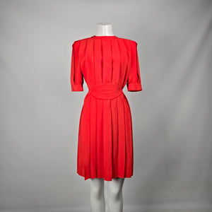 Vintage Lorraine Beauchamp for Daymor Red Pleated Dress -Size S/M
