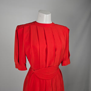 Vintage Lorraine Beauchamp for Daymor Red Pleated Dress -Size S/M