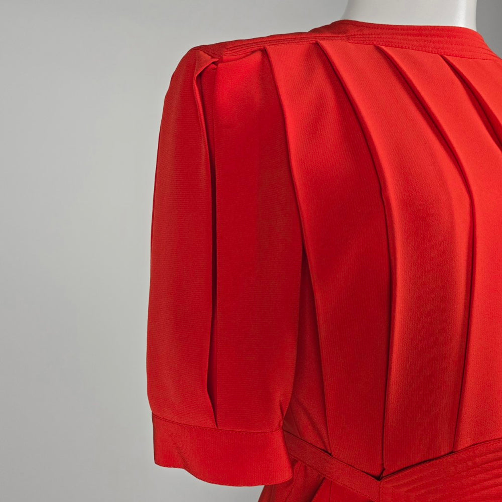 Vintage Lorraine Beauchamp for Daymor Red Pleated Dress -Size S/M