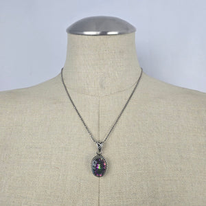 Vintage 925 Sterling Silver Mystic Topaz Pendant Necklace
