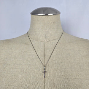 Vintage 925 Sterling Silver Minimalist Cross Pendant Necklace