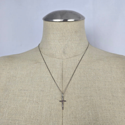 Vintage 925 Sterling Silver Minimalist Cross Pendant Necklace