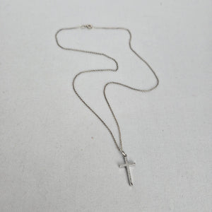 Vintage 925 Sterling Silver Minimalist Cross Pendant Necklace
