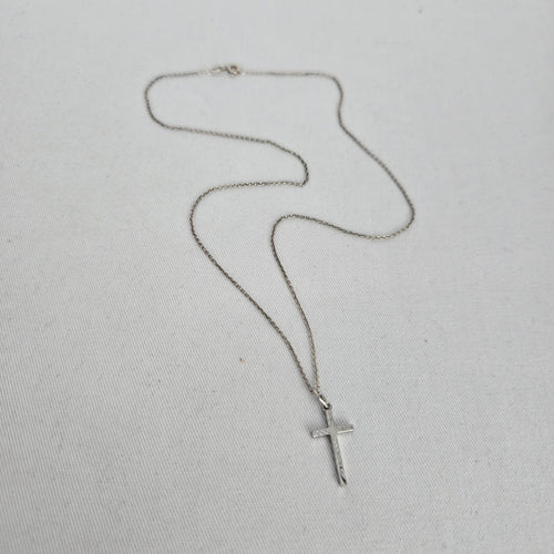 Vintage 925 Sterling Silver Minimalist Cross Pendant Necklace