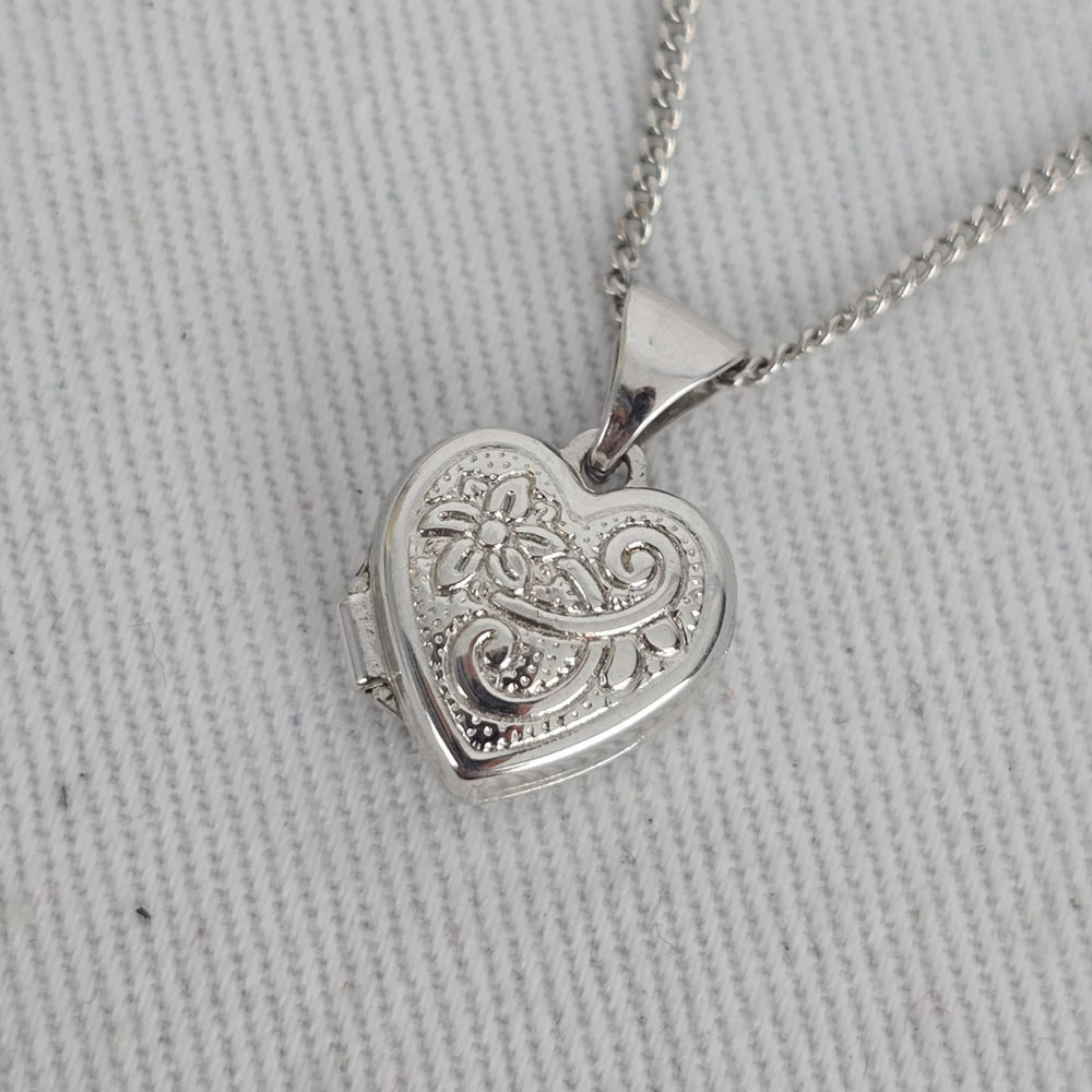 Michael Hill 925 Sterling Silver Floral Heart Locket Necklace