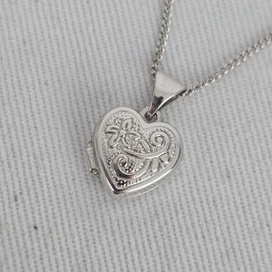 Michael Hill 925 Sterling Silver Floral Heart Locket Necklace