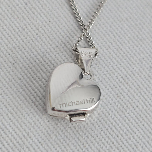 Michael Hill 925 Sterling Silver Floral Heart Locket Necklace
