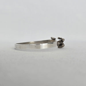 Vintage Sterling Silver Double Ram's Head Bypass Cuff Bracelet - 925 Silver