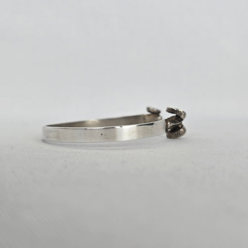 Vintage Sterling Silver Double Ram's Head Bypass Cuff Bracelet - 925 Silver
