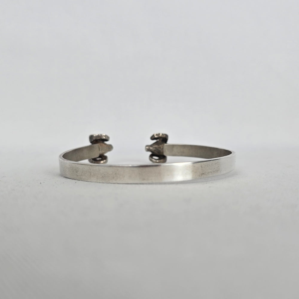 Vintage Sterling Silver Double Ram's Head Bypass Cuff Bracelet - 925 Silver