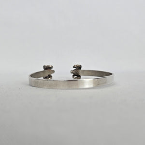 Vintage Sterling Silver Double Ram's Head Bypass Cuff Bracelet - 925 Silver
