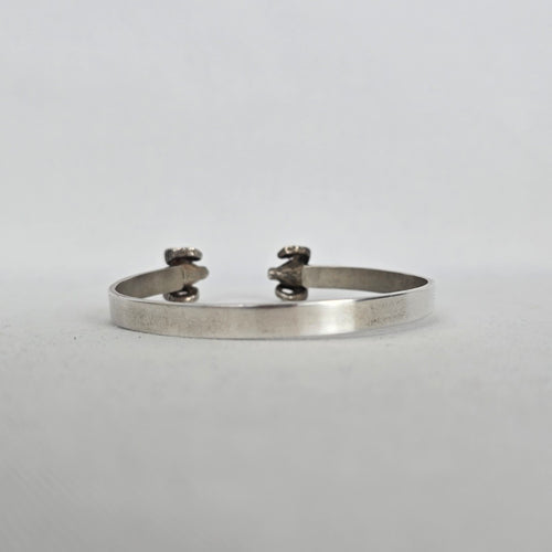 Vintage Sterling Silver Double Ram's Head Bypass Cuff Bracelet - 925 Silver