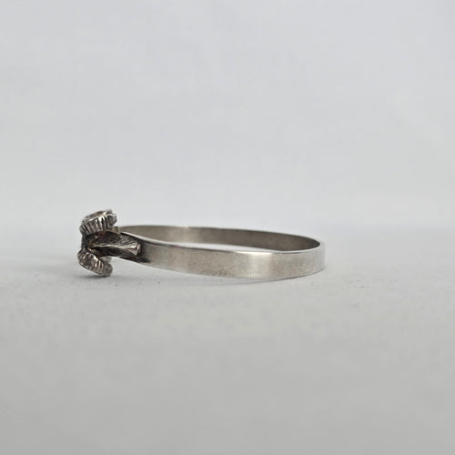 Vintage Sterling Silver Double Ram's Head Bypass Cuff Bracelet - 925 Silver