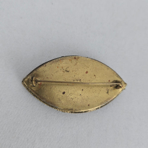 Vintage Italian Micro Mosaic Floral Brooch Gold-Tone Pin