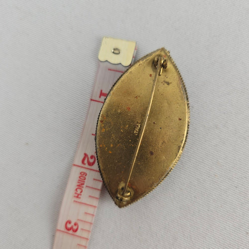 Vintage Italian Micro Mosaic Floral Brooch Gold-Tone Pin
