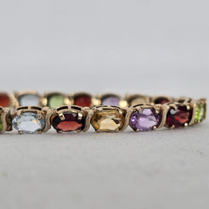 Genuine Multi-Gemstone Tennis Bracelet — Sterling Silver, Gold Vermeil